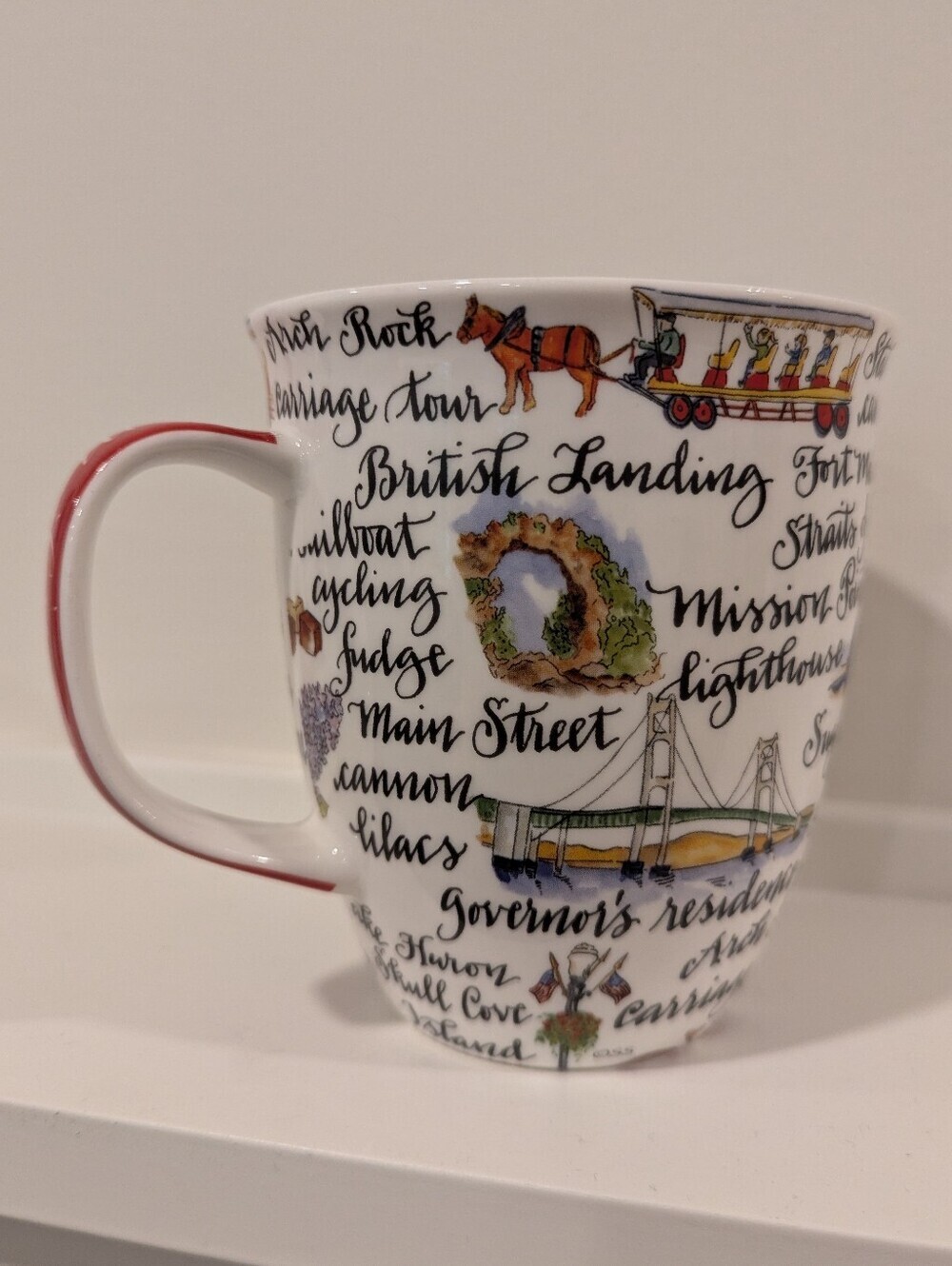 White Illustrated Mackinac Island Mug